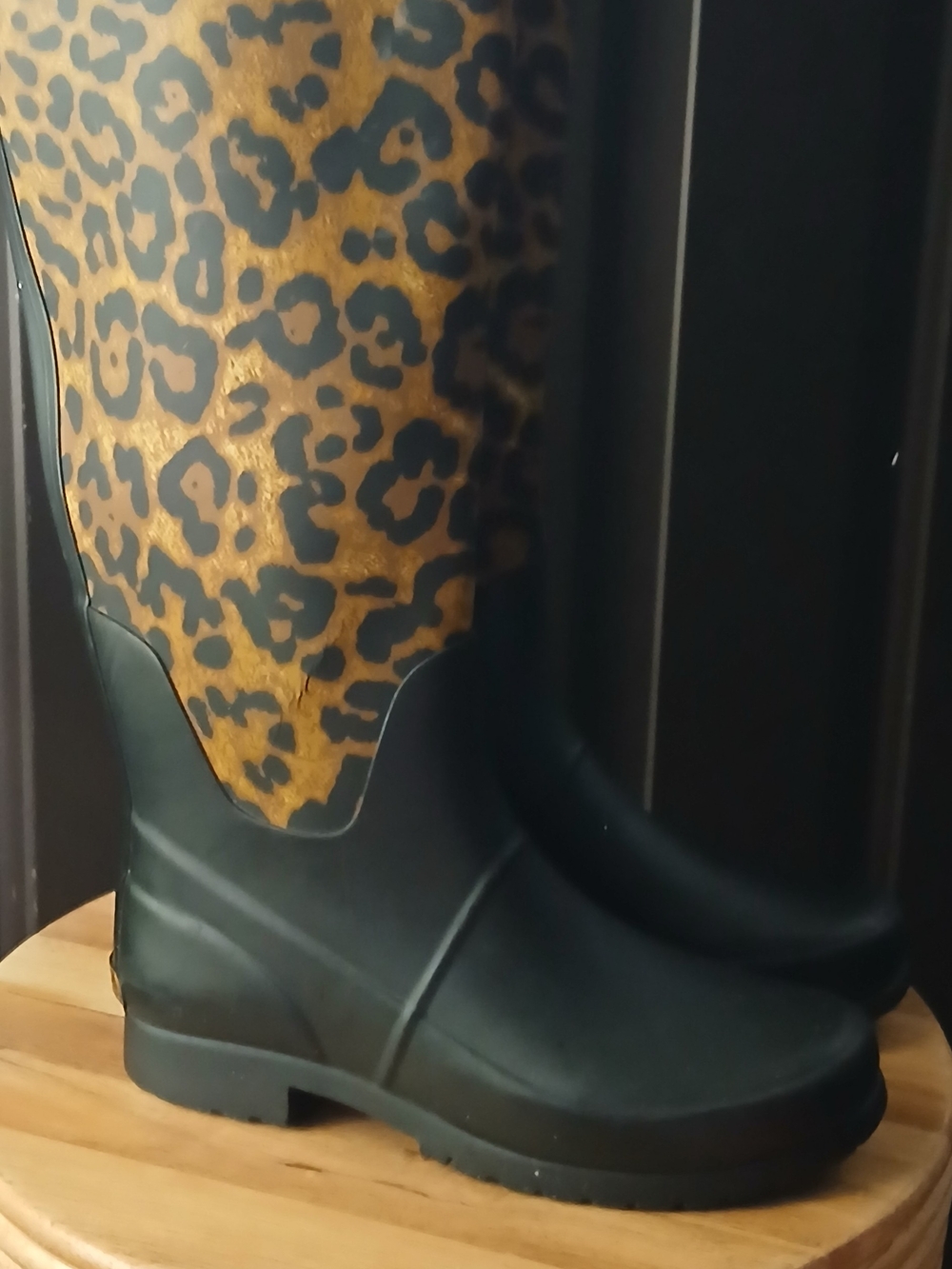 RALPH LAUREN Leopard Print Rain Boots for Women - Black & Brown